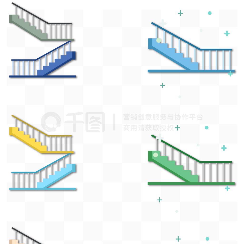 灰色长长的楼梯插图